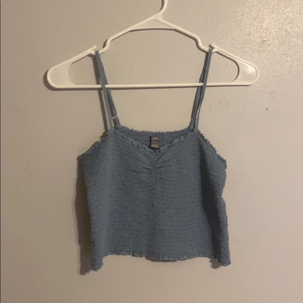 AERIE Runched Blue Cropped Tank